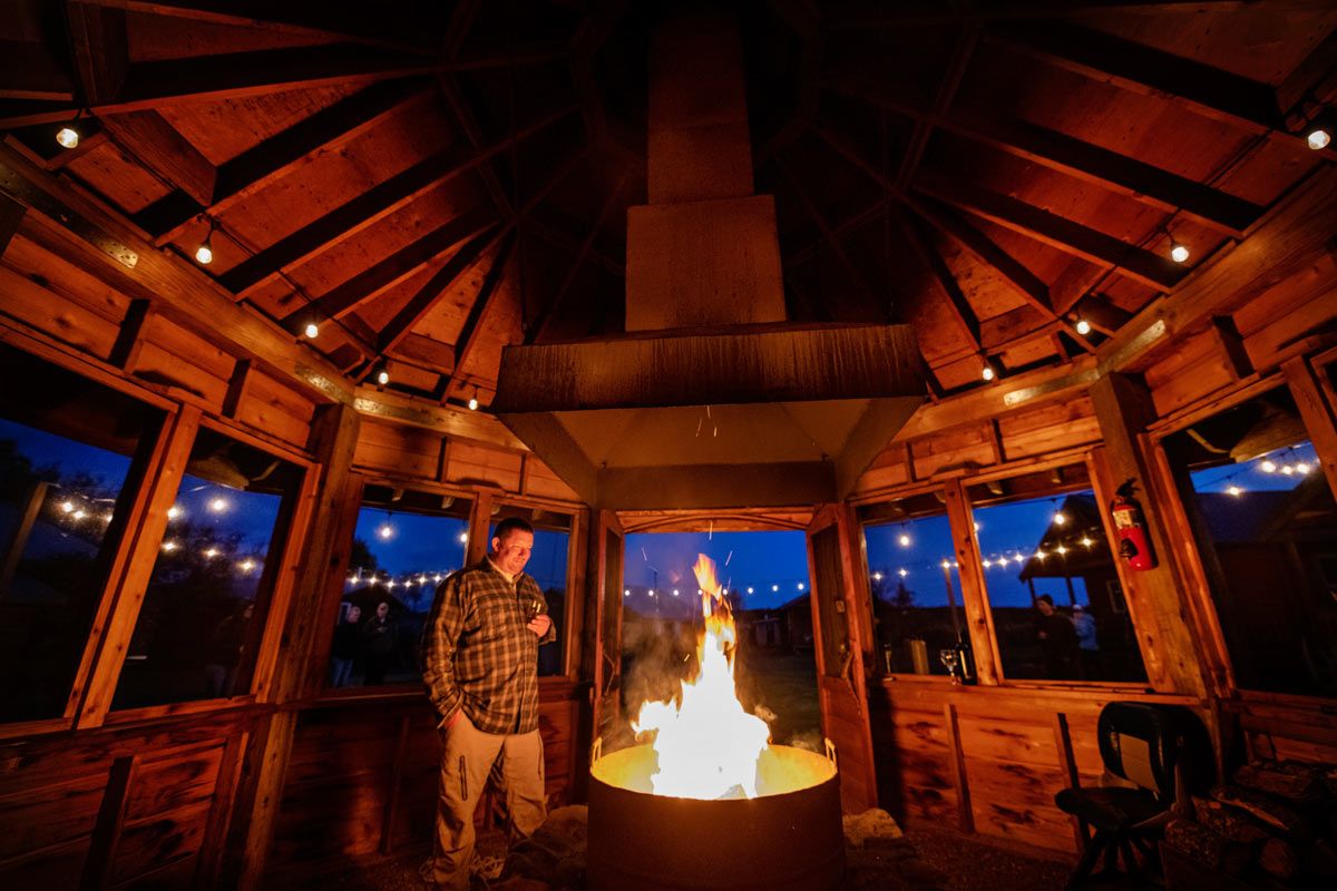 NoSeeUm Lodge gazebo with fireplace