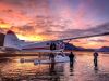 DeHavilland Beaver on floats with Alaska sunset